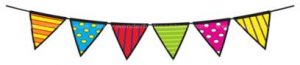 Colorful event flags on a string